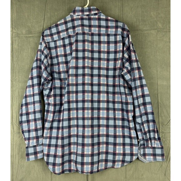 Tailorbyrd Button Up Shirt Long Sleeve Pocket Mens Large Plaid Blue Red Black - Picture 2 of 8